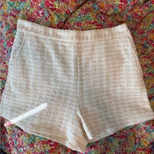 High-Waist Cream Textured Women's Shorts